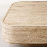 Table basse rectangulaire en pierre de travertin naturelle, style moderne et simple, pour salon