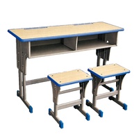 Ensemble de mobilier scolaire en gros pour usine : Bureau double de classe, table et chaise 2 places pour étudiants