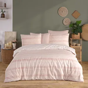 Ensemble de literie en popeline de coton Karden Flower Rose poudré Double - Product Image 1
