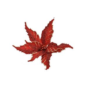 Fiore a Stelo Corto con Glitter Rosso e Oro, Diametro 50 cm - Product Image 1