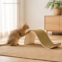 Grattoir pour chat en forme de baleine moderne avec surface de grattage en liège naturel, écologique pour chats d'intérieur, vert foncé brun