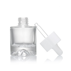 Botella de Vidrio con Gotero de Fondo <span class=keywords><strong>Volcánico</strong></span> Grueso, Venta al por Mayor, 30ml 1oz, Botellas de Vidrio de Lujo, Nuevo Estilo, Botella de Vidrio Transparente para Suero - Product Image 2