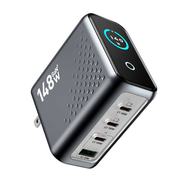 140W 4-in-1 Smart Desktop Charger Type-C PD3.0/PD3.1 QC3.0 4-Port Super Fast Charger Fireproof Material Mobile Phone Smart Watch