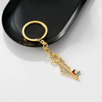 Vente chaude arabe Palestine clé carte porte-clés en gros moyen-orient métal pendentif bijoux islamique porte-clés plaqué Palestine