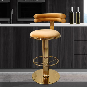 Taburetes altos de barra giratorios modernos, sillas para mesa de comedor de cocina, silla de altura de mostrador de lujo, taburete de barra giratorio de Metal con respaldo - Product Image 3