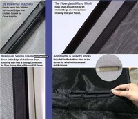Moustiquaire magnétique pliable mains libres en polyester pour portes et fenêtres, anti-insectes
