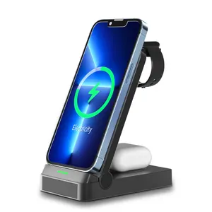 M-Queen Folding 3 In 1 15W Fast Portable Multi Wireless Charger Stand For iPhone 13 14 15 For Apple Watch Charging Dock Station