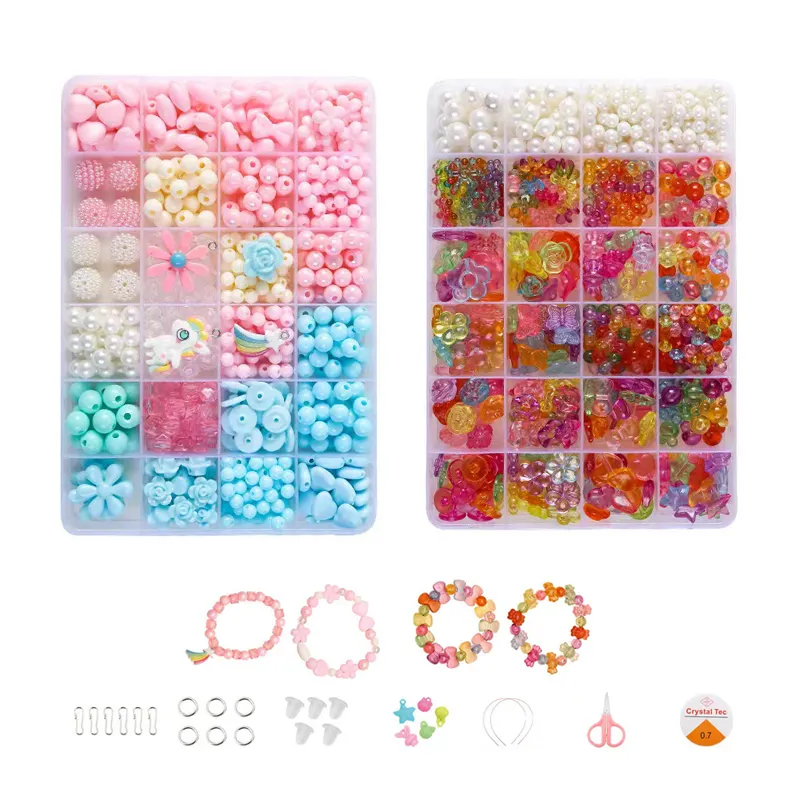 Colorful Acrylic Loose Bead Acrylic Beads Kit For DIY Jewelry Bracelet Necklace Making