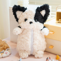 Trousse à crayons en peluche mignonne, chiot de dessin animé, grande capacité, sac de papeterie pour filles, créatif, souple, portable pour l'école, chien 3D