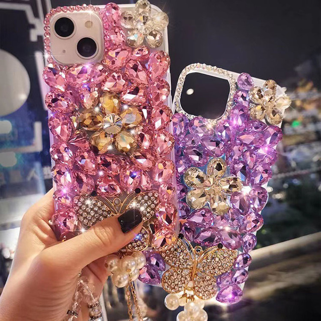 Mobile Accessories Anti-Yellow Transparent Clear Diamond Cellphones Phone Case for Iphone 12 12 Pro Hard Case Shiny Stone Cover