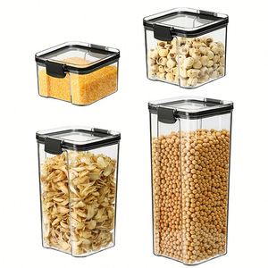Custom Logo Thickened Square Transparent Sealable Jar Grain <b>Kitchen</b> Box Snacks Tea Storage Jar - Product Image 1