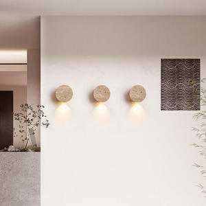 Lámpara de Pared de Mármol Natural Amarillo Travertino para Pasillo de Hotel, Restaurante, Dormitorio, Estilo Wabi Sabi - Product Image 2