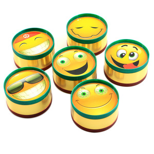 Mini tres capas cara sonriente expresión 30MM 40mm 50mm Metal Aleación de Zinc trituradora hierba tabaco molinillo - Product Image 6