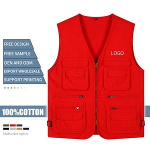 Gilets de pêche personnalisés avec logo, multi-poches, veste d'extérieur 100% coton, veste de chasse et de randonnée pour adultes, gilet pour hommes - Product Image 3