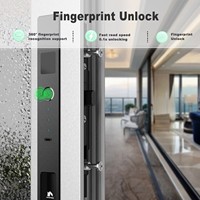Cerradura Inteligente con Huella Dactilar y Entrada sin Llave para Puerta y Ventana Corredera, Compatible con la Aplicación Tuya