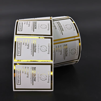 Autocollants personnalisés avec logo imprimé en feuille d'or et étiquettes QR code, étiquettes adhésives en vinyle PVC personnalisées pour produits alimentaires, résistantes à l'eau, en rouleau