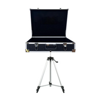 Valise de Magicien pour Tours de Magie, Table de Magie, Accessoires et Trucs, avec Trépied en Aluminium Noir et Argent, Boîte de Rangement Magique