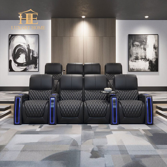 2026 Modern Design Electric Recliner Luxury Sofa Set Genuine Leather Home Cinema Seats USB Function Extendable Massage Private