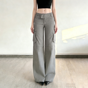 Jeans Cargo de Tiro Bajo Estilo Y2K para Mujer |   Pantalones Vaqueros Holgados de Estilo Urbano Vintage con Múltiples Bolsillos - Product Image 4