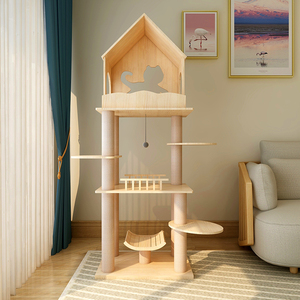 Rascador de madera moderno personalizado, torre de árbol grande para <span class=keywords><strong>gatos</strong></span>, juguetes de <span class=keywords><strong>escalada</strong></span> duraderos para <span class=keywords><strong>gatos</strong></span> de interior - Product Image 6
