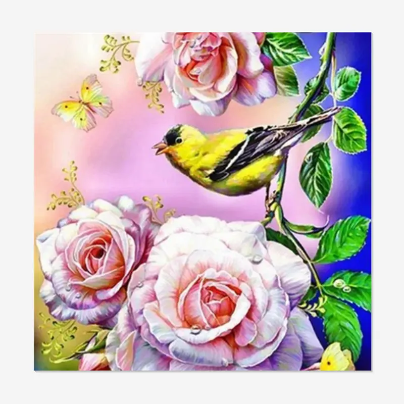 Flower Bird Butterfly 5D Diamond Mosaic Diamond Canvas Diamond Painting Mural Living Room Decor Picture of Rhinestone Gift