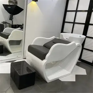 Novel shampoo chair with ceramic basin Red beauty salon chair