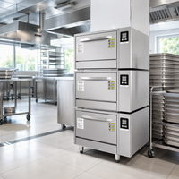 Cuisinière à riz vapeur commerciale en acier inoxydable à 3 niveaux avec panneau numérique indépendant pour hôtel, restaurant, cantine