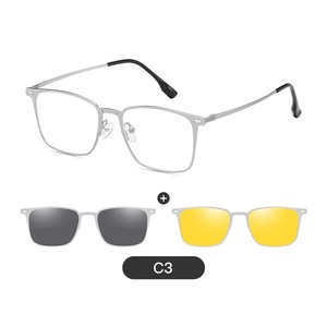 2024 al por mayor marco cuadrado <span class=keywords><strong>de</strong></span> metal Anti Luz Azul 2 en 1 conducción nocturna clip polarizado amarillo en gafas <span class=keywords><strong>de</strong></span> sol para hombres - Product Image 5