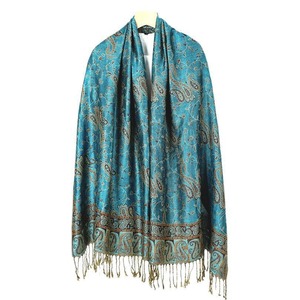 ROYAUMANN Luxury Hot Selling Ethnic Women's Summer Long Scarves Jacquard Paisley Color Blocking Faux <b>Pashmina</b> Cotton Acrylic - Product Image 4