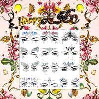 Chunky Cristal Temporaire Auto-Adhésif Corps Autocollants Décoratifs Visage Gemmes Bijoux Tatouages pour Festival Rave Party Eye Tears