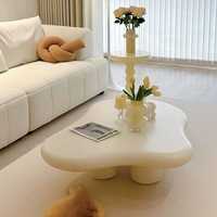 Table basse Modhomi style crème moderne, table d'appoint ronde peinte, ensemble de meubles pour salon