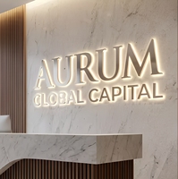 Letras de Acero Inoxidable con Retroiluminación LED 3D para Logotipo, Decoración de Pared para Recepción de Oficina, Vestíbulo Corporativo, Tienda o Boutique