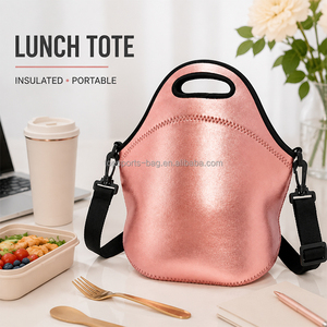 Bolsa de Neopreno Metálica para el <span class=keywords><strong>Almuerzo</strong></span>, Bolsa Térmica Aislada con Correa de Hombro Ajustable para Oficina y Viajes, Logotipo Personalizado - Product Image 1
