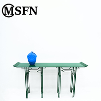 Table console en métal ajouré de style chinois classique moderne, finition patine verte, design original MSFN, pour villa et hôtel