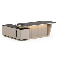 Bureau de direction moderne et luxueux en bois, durable, avec chaise, pour PDG, directeur ou cadre, table de travail informatique