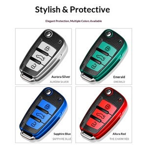 Funda para Llave de Coche Plegable Especialmente Diseñada para <span class=keywords><strong>Audi</strong></span> Q3 Q2L <span class=keywords><strong>A1</strong></span> A3 Q7 A6L Antiguo, Hebilla de Llave de Alta Gama, Repuestos de Coche - Product Image 2