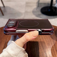 Étui magnétique de luxe AG effet mat pour iPhone Duo Fold avec protection de la charnière et films de protection d'objectif, coque rigide antichoc