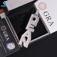 Colgante CHOYUE con Letra P Helada, Moissanita, Estilo Hip Hop, Plata 925, Baño de Oro 18k y Rodio, Certificado GRA, Joyería Unisex con Engaste de Garra
