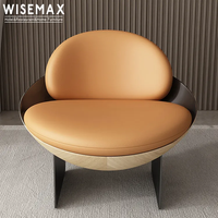Fauteuil individuel WISEMAX Designer Furniture avec base en carbone, base en métal, revêtement en cuir, fauteuil d'appoint pour hôtel, mobilier italien