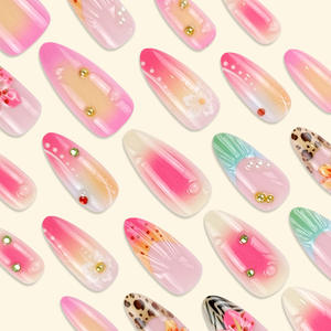 Venta caliente 3D Summer Nail Art en Europa y América Fresh Ocean Color Short Nail Art Water Drop Press on Nails - Product Image 3
