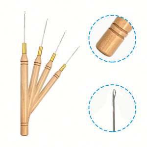 Aiguilles à crochet en acier inoxydable et silicone Amygirl, ultra-fines, micro-liens, boucles, 4 pièces, pour extensions de cheveux, salon - Product Image 1