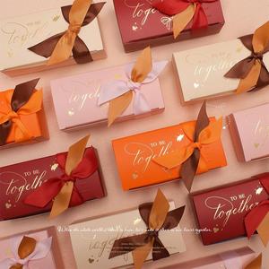 Decorative Fancy Empty Candy Chocolate Packaging Box Embossing Wedding Gift Box with <strong>Ribbon</strong>