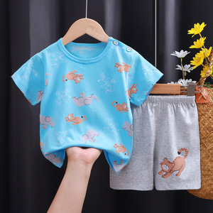 Costume à manches courtes pour enfants été coton garçon vêtements en gros nouveau t-shirt fille été bébé vêtements pour enfants - Product Image 4