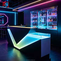 Comptoir de bar Yabo, armoire à vin, vitrine de bar LED avec éclairage changeant de couleur RGB