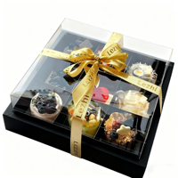 Boîtes d'emballage pour le thé de l'après-midi en vrac, 9 grilles, blanches et brunes, boîtes à pâtisserie, boîtes à cupcakes avec couvercle transparent