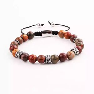 Neues Design Herren Armband Naturstein Edelstahl Blattfeder Charms Makramee Freundschaft armband Herren JBS11622 - Product Image 3