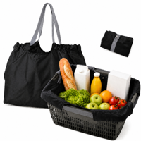 Sac de courses réutilisable pliable grand format en polyester 210D, écologique, avec cordon de serrage, pour le transport quotidien
