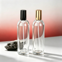 Flacon de parfum cylindrique transparent de 100 ml, flacon de parfum en verre, flacon cosmétique à vaporisateur, flacon nu
