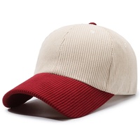 Gorra de béisbol transfronteriza de primavera para hombre y mujer, diseño de bloques de color, de pana, con visera de 6 paneles, sombrero informal para exteriores, venta al por mayor