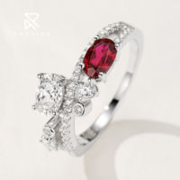 Rochime Trendy Starry Twin Stone Ring S925 Sterling Silver Rhodium Plated Fine Jewelry for Women